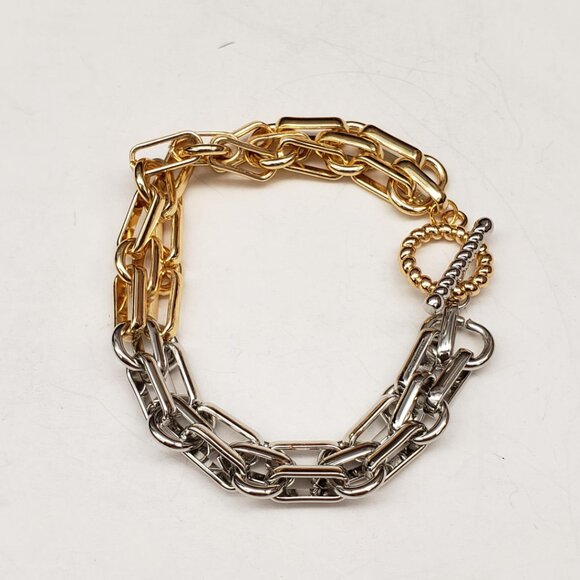 Silver and Gold 2 Tone Gold Plated Bracelet - Picture 1 of 6